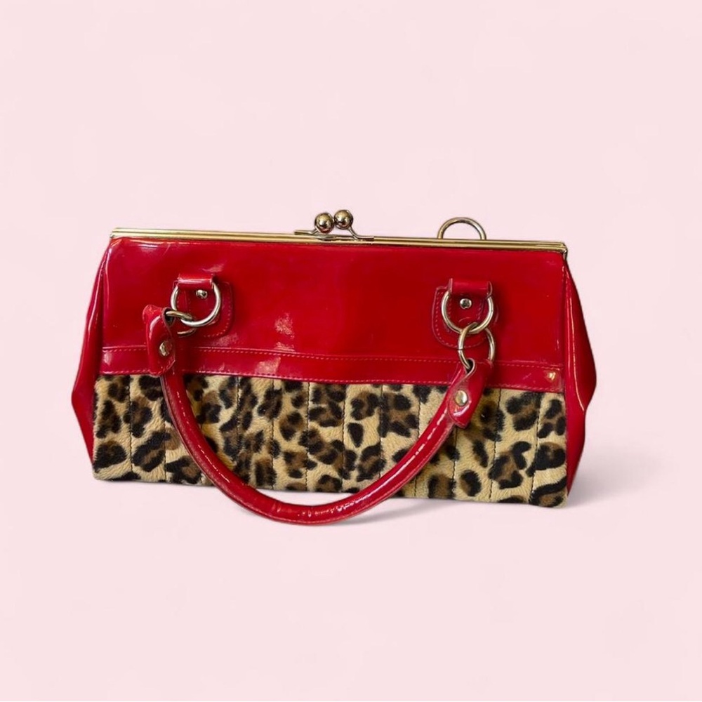 Vintage Lux de Ville Red for Pimp Couture Patent & Leopard-Print